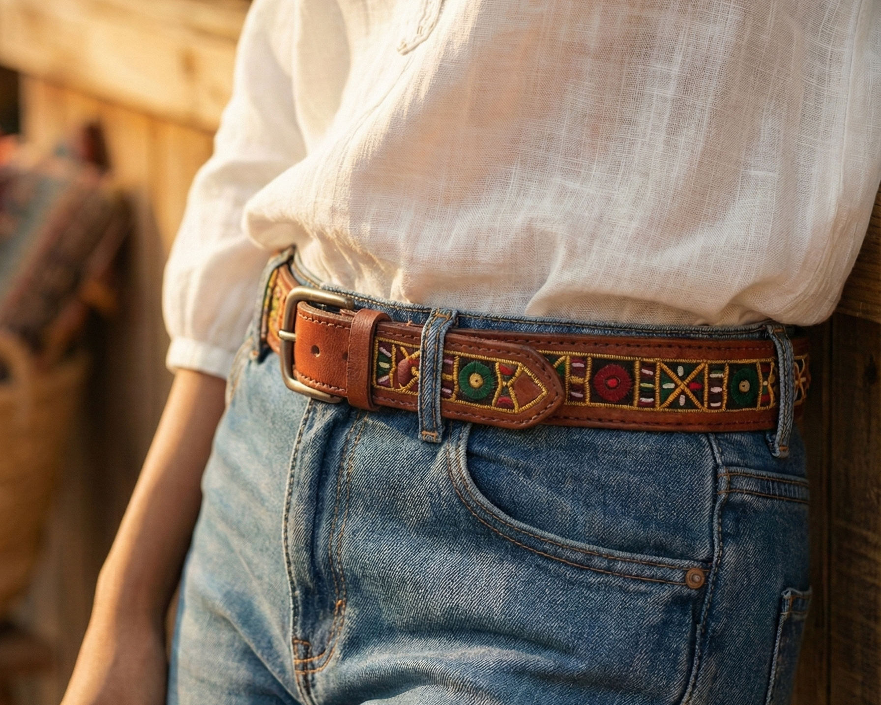 ornate leather handmade belt