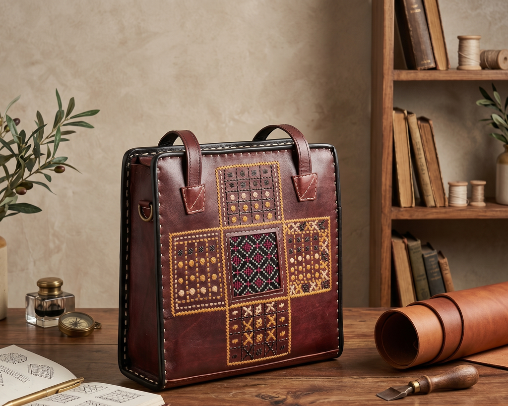 Brown leather handmade pure leather bag