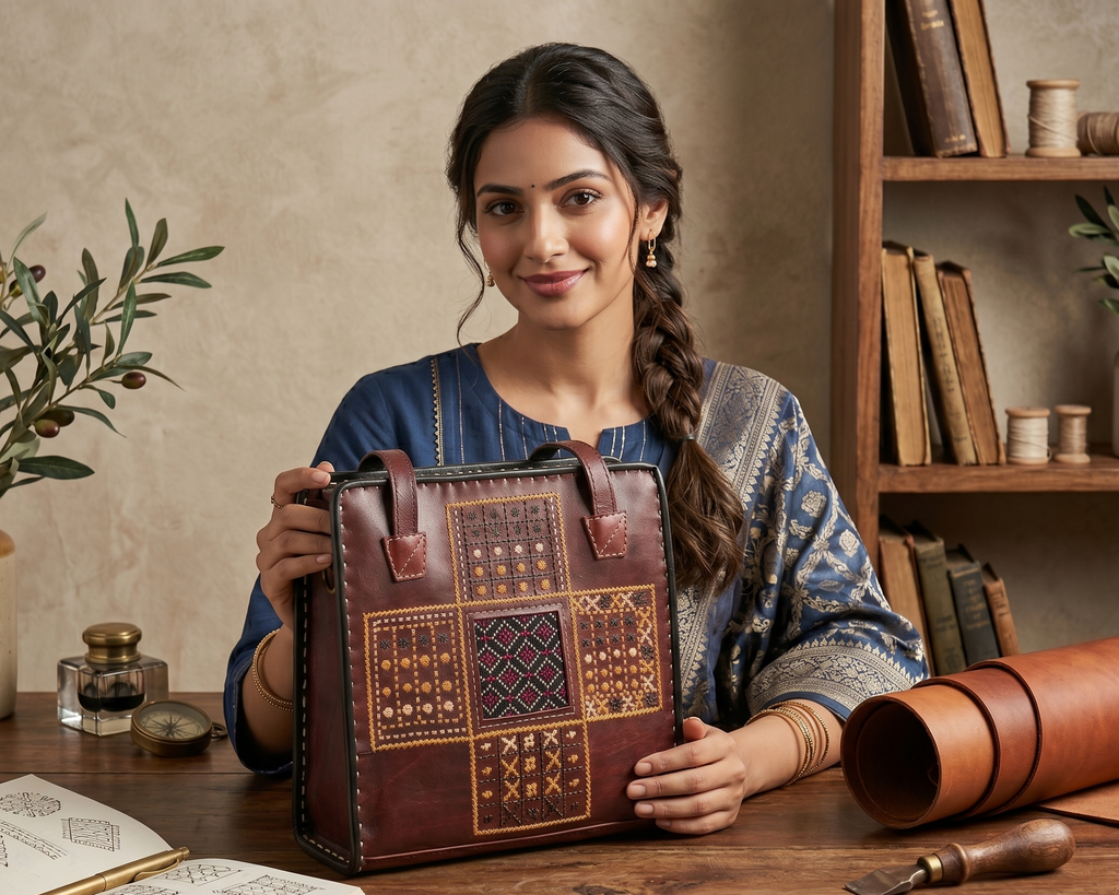 Brown leather handmade pure leather bag