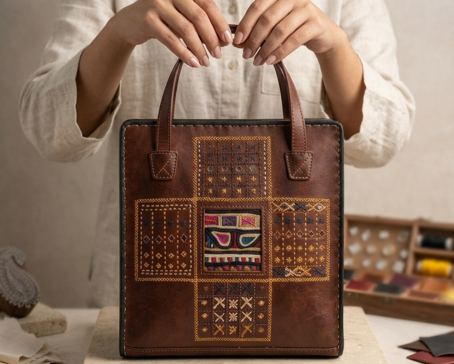 Brown leather handmade pure leather bag