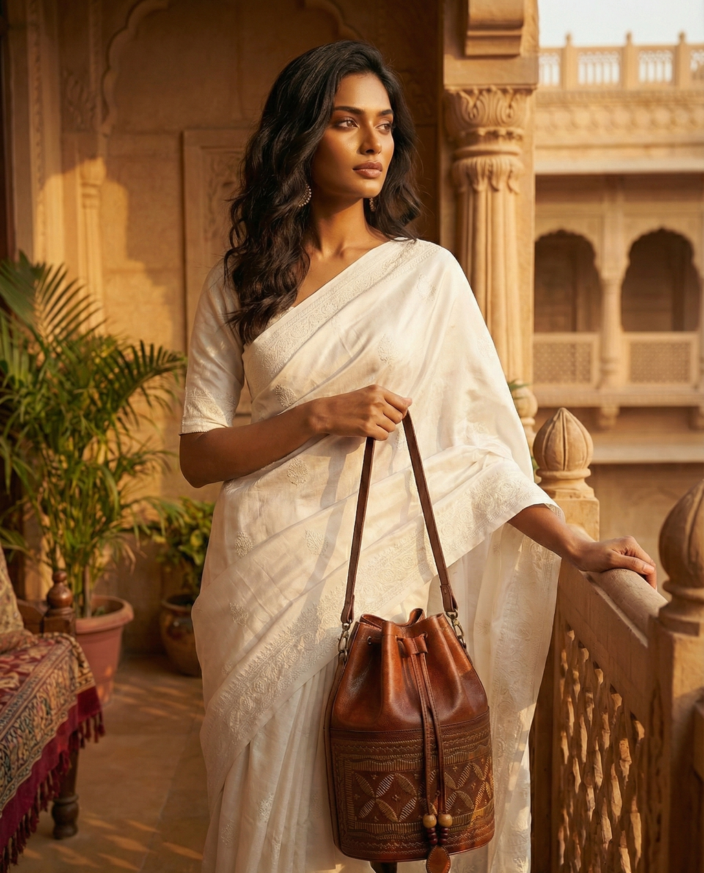 Bhuj Bhoomi Bucket bag - Hand-Tooled & Hand-Stitched