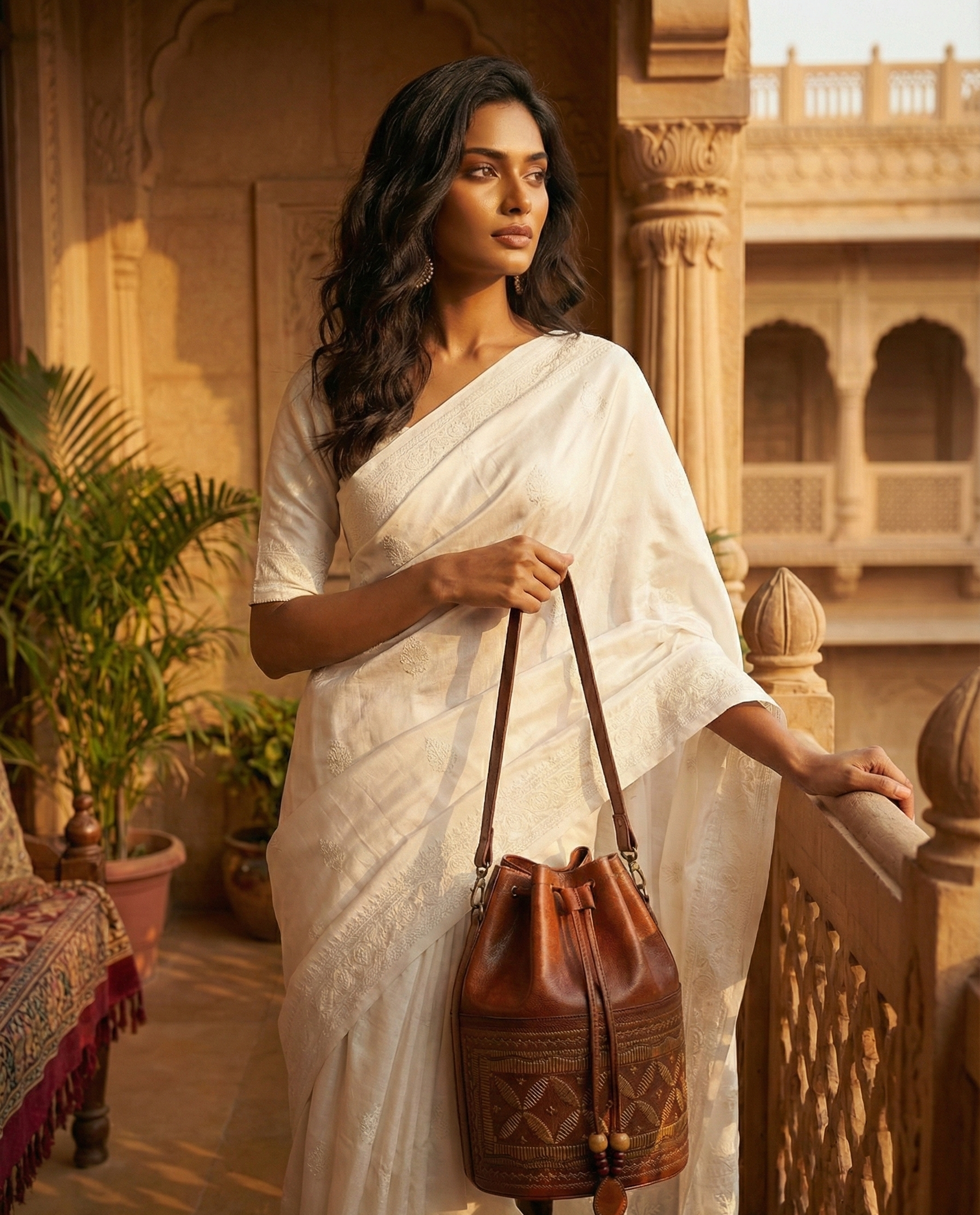 Bhuj Bhoomi Bucket bag - Hand-Tooled & Hand-Stitched