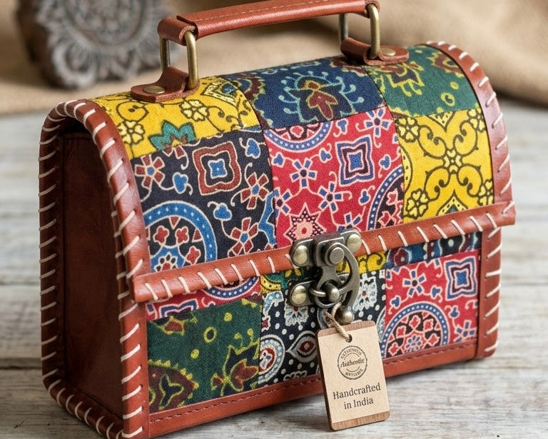Handcrafted Ajrakh Trunk Bag