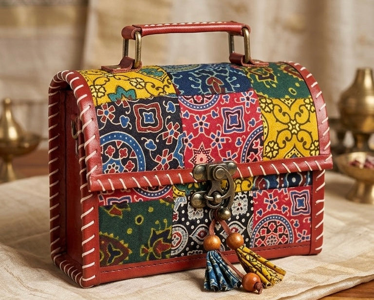 Handcrafted Ajrakh Trunk Bag