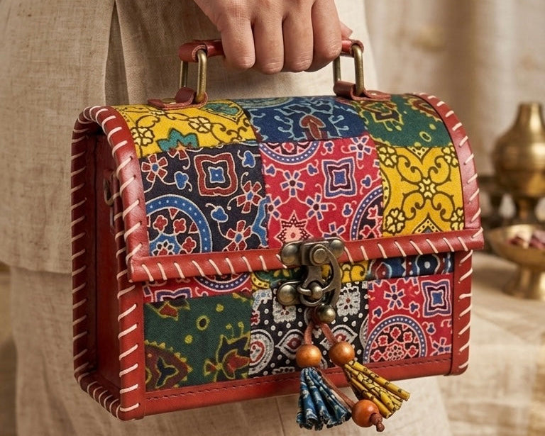 Handcrafted Ajrakh Trunk Bag