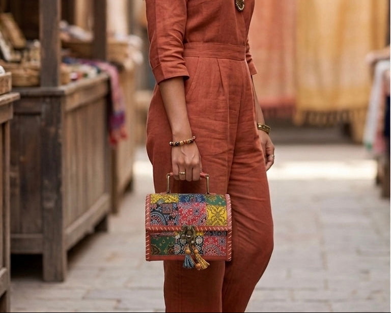 Handcrafted Ajrakh Trunk Bag